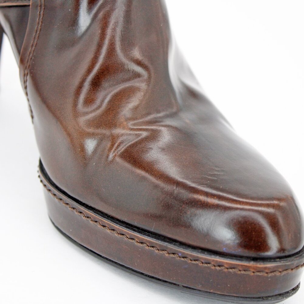 Stuart Weitzman Patent Leather Brown High Heel Platform Mules: Size US 10 D - Picture 4 of 7